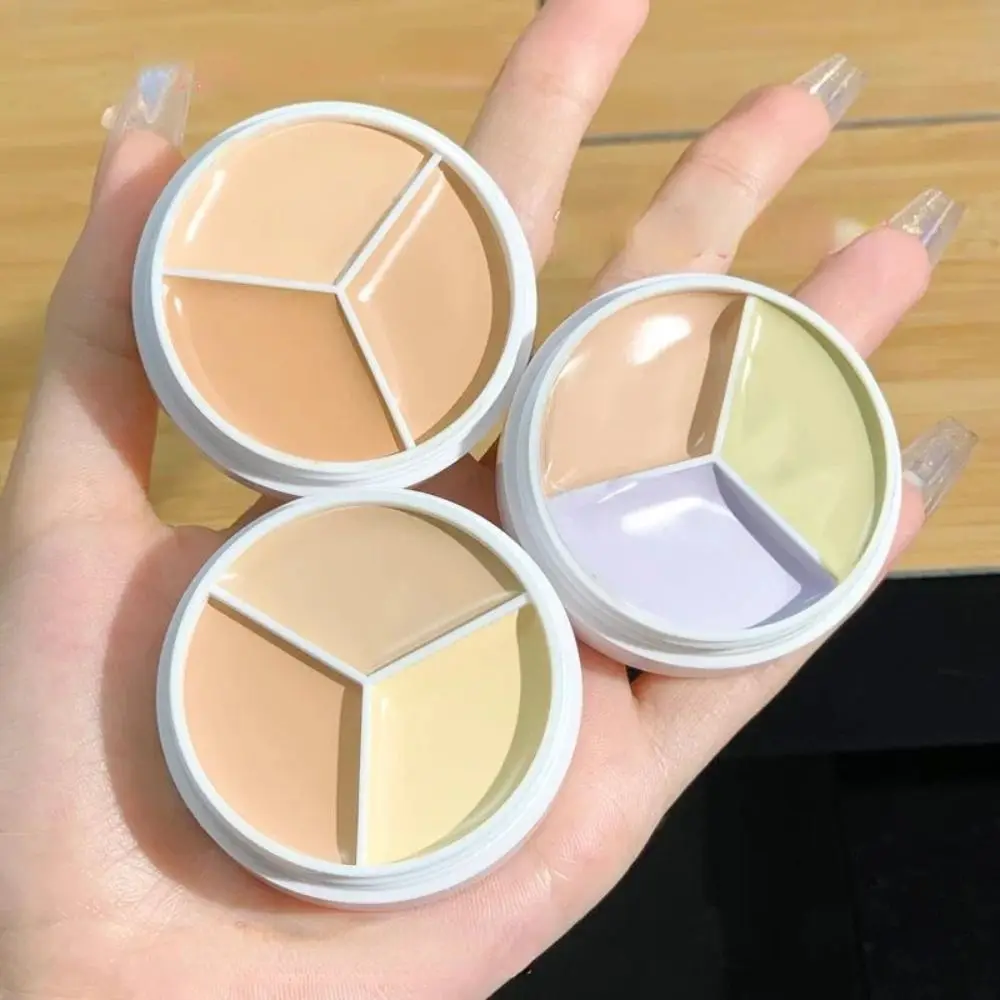 Makeup Tool Women Covers Dark Circles Acne Pores 3-Color Concealer Palette Matte Concealer Cream Face Contour Liquid Foundation