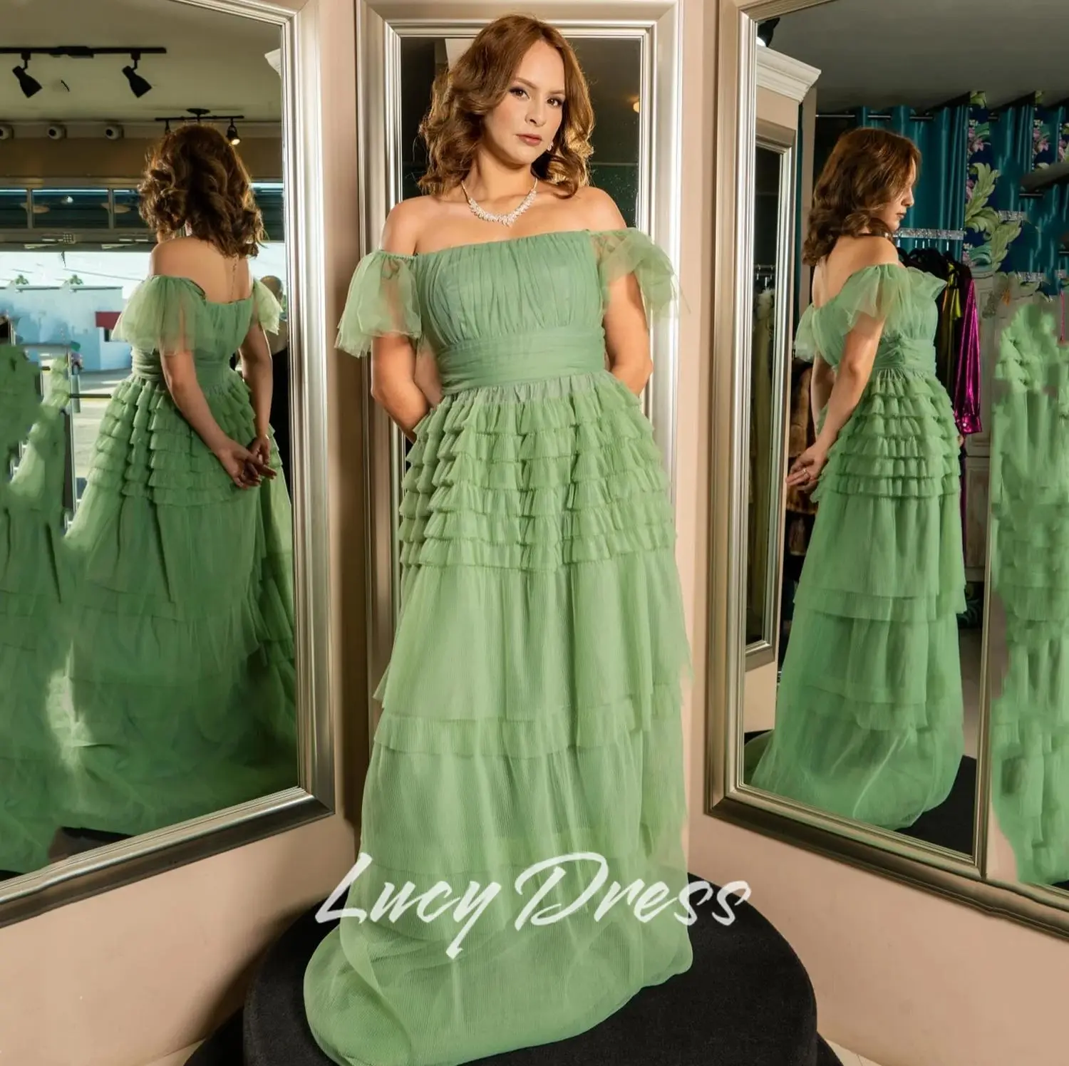 Lucy Aangepaste Afstudeerjurk Damesjurken voor speciale gelegenheden Groene baljurken Bruiloftsjurk Sharon Happy Dresses