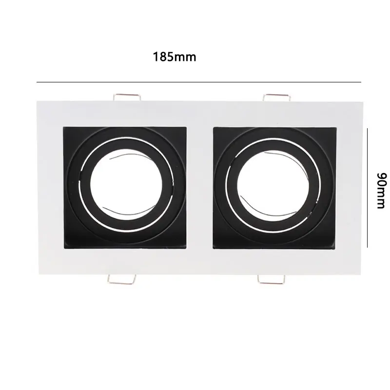 Double Head  Aluminum Alloy White Inner Black Recessed Spotlights Housing for Gu10/gu5.3/mr16 Module Led or Halogen Bulbs