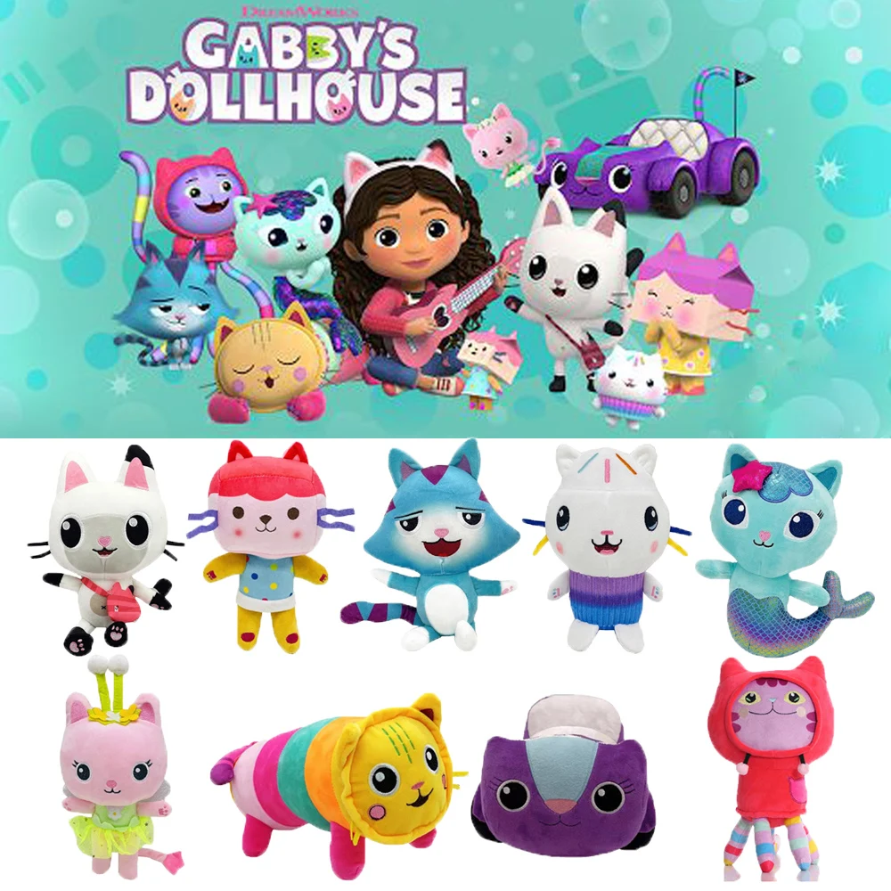 20-30CMHot Gabby Dollhouse Plush Toy Mercat Cartoon Stuffed Animals Smiling Cat Car Cat Hug Gaby Girl Dolls Kids Birthday Gifts