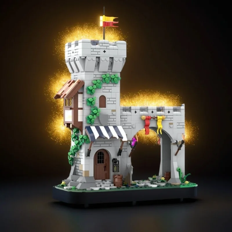 

755PCS MOC Street View Lion Knight S Modular Town Gate Model Custom Building Blocks Architecture DIY Assembly Display Gift Set
