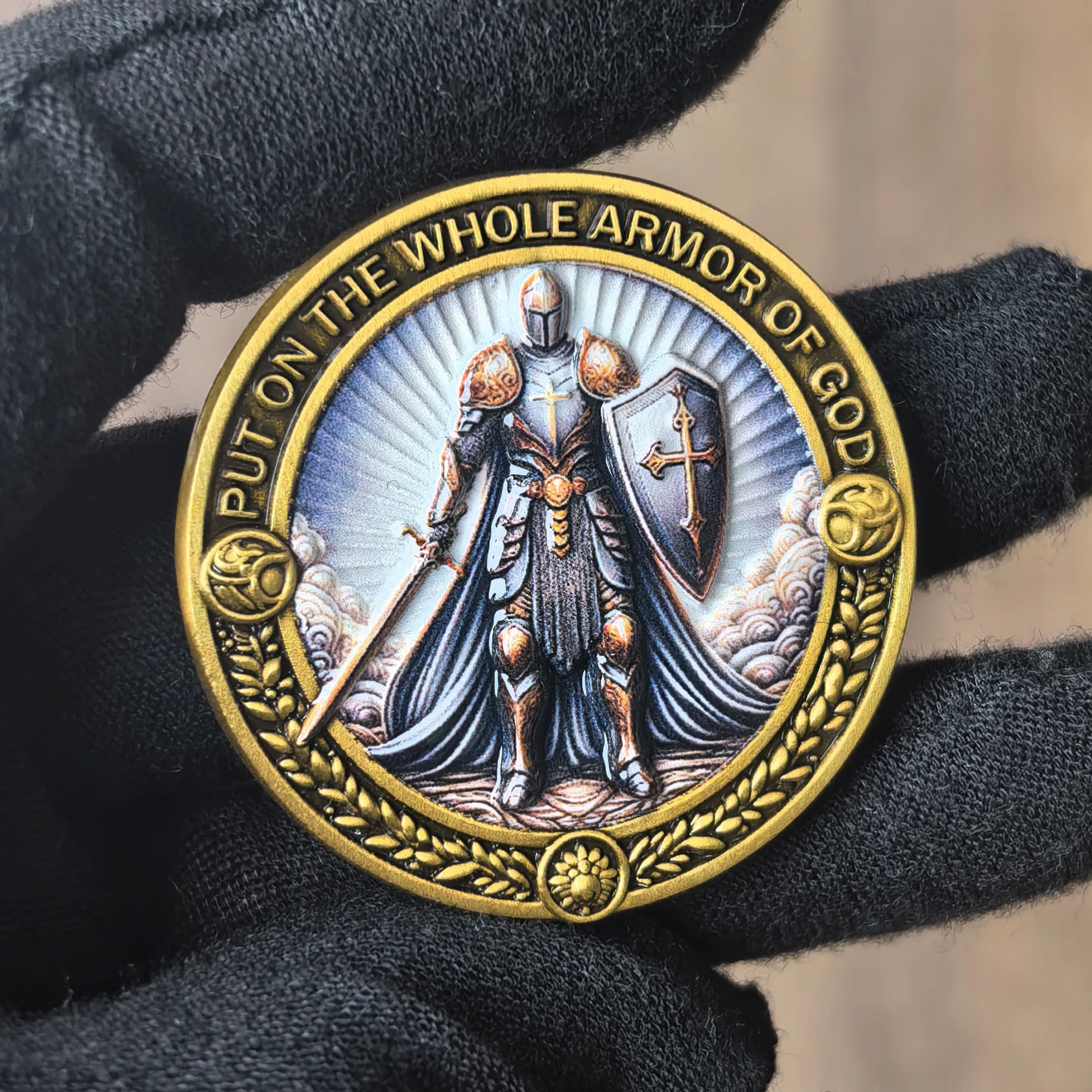 Armor of God Challenge Coin with Ephesians 6:11 Inscription - Ideal for Spiritual Strength and Motivation