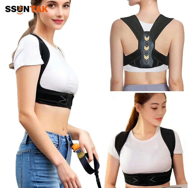 

SSUNTAK Adjustable Invisible Back Posture Corrector Hunchback Brace Shoulder Support Correction Belt for Men Women Home Office