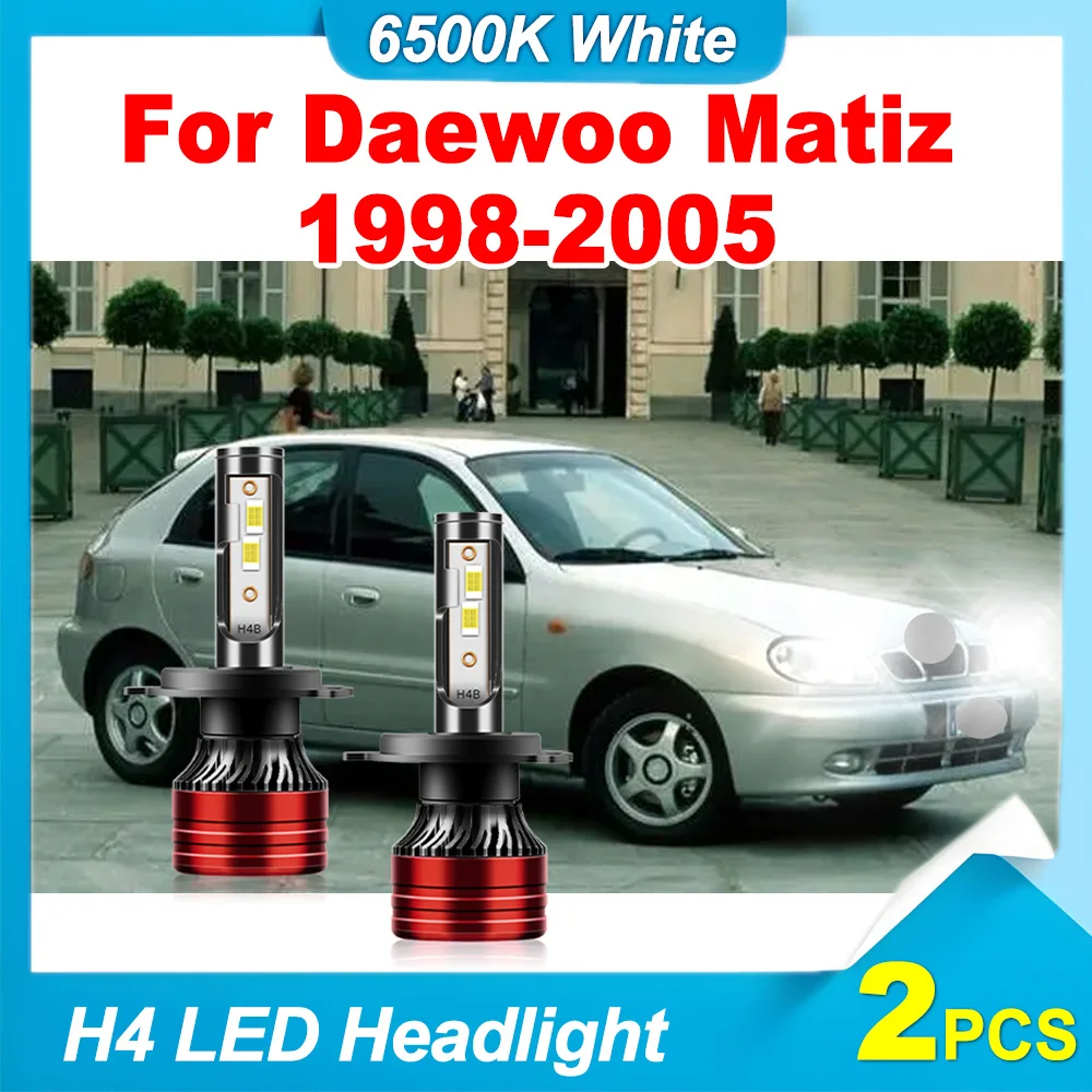 

2PCS 3570 CSP Chips High Low Beam H4 Car Bulbs Plug and Play 6500K White Super Bright LED Headlight For Daewoo Matiz 1998-2005
