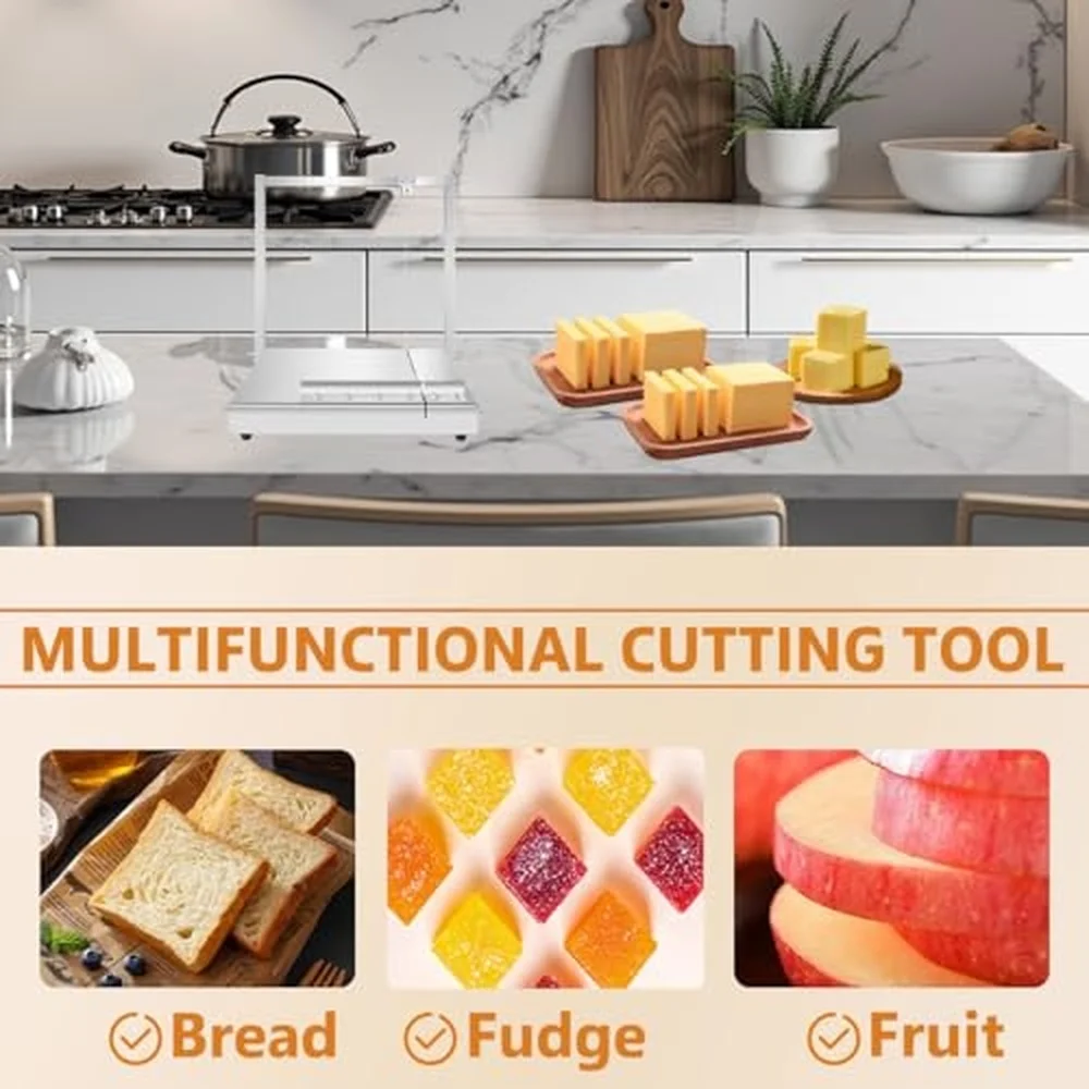 304 Stainless Steel Manual Cheese Slicer Commercial Butter Cutting Tool Kitchen Block Cheeses Cutter Board with Wire