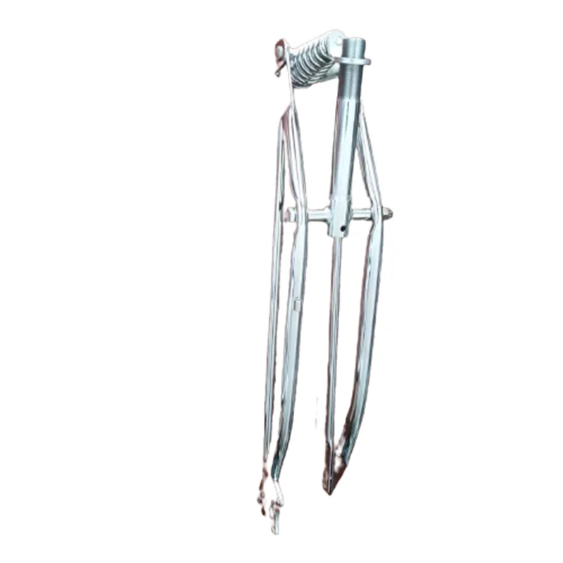 Vintage Electroplated Front Fork With Disc Brake Fit For 26 Inch Beach Bicycle Sturdy Shock Absorbing Accessory