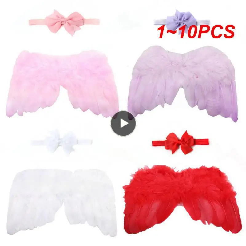 

Cute Bow Headband Kids Hats Angel Costume Photo Newborn Baby Girl Photography Prop Outfit Set New