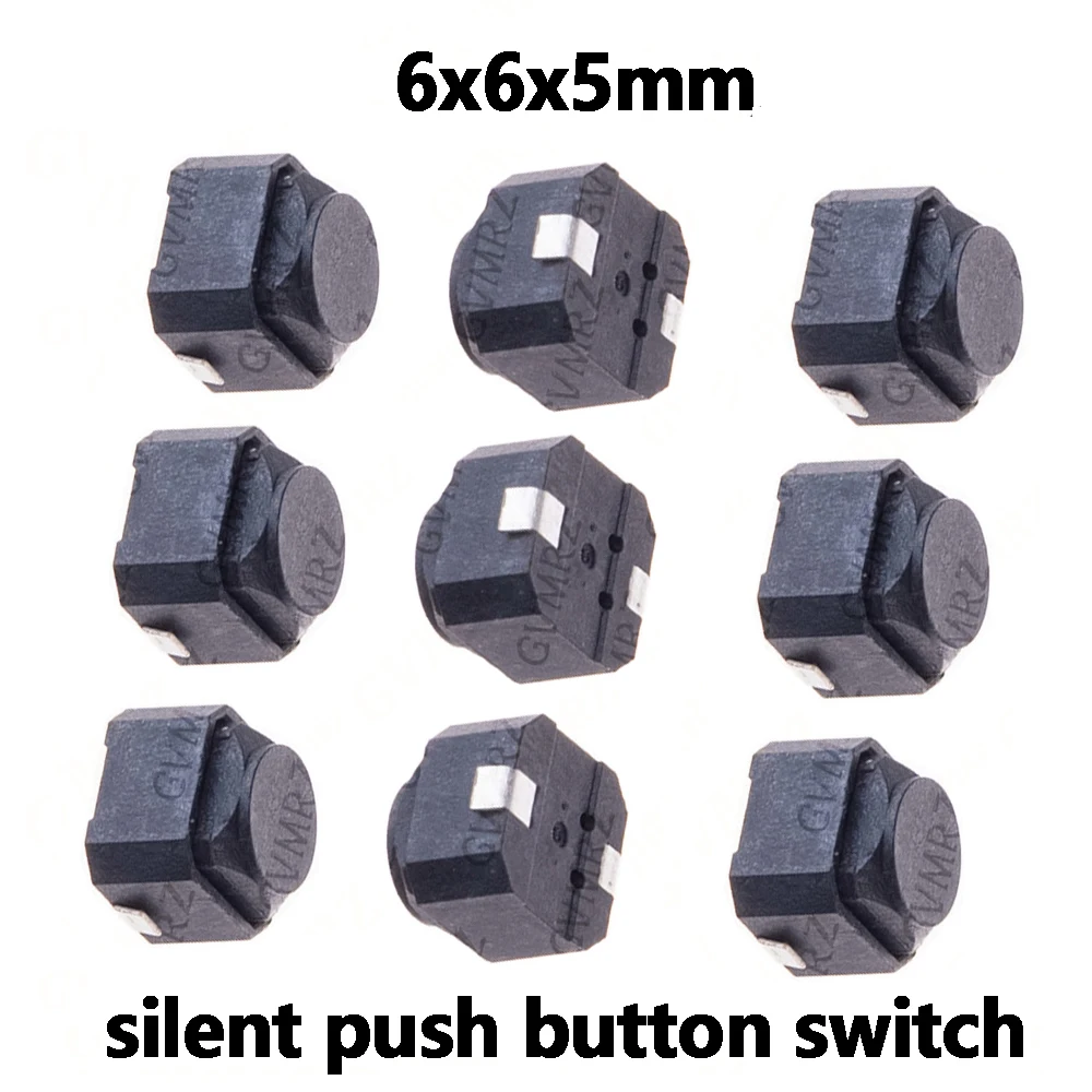 20PCS/lot  6X6x5mm 2PIN SMD silent push button switch Micro key power tactile switches 6x6x5 6*6*5MM Light touch mute
