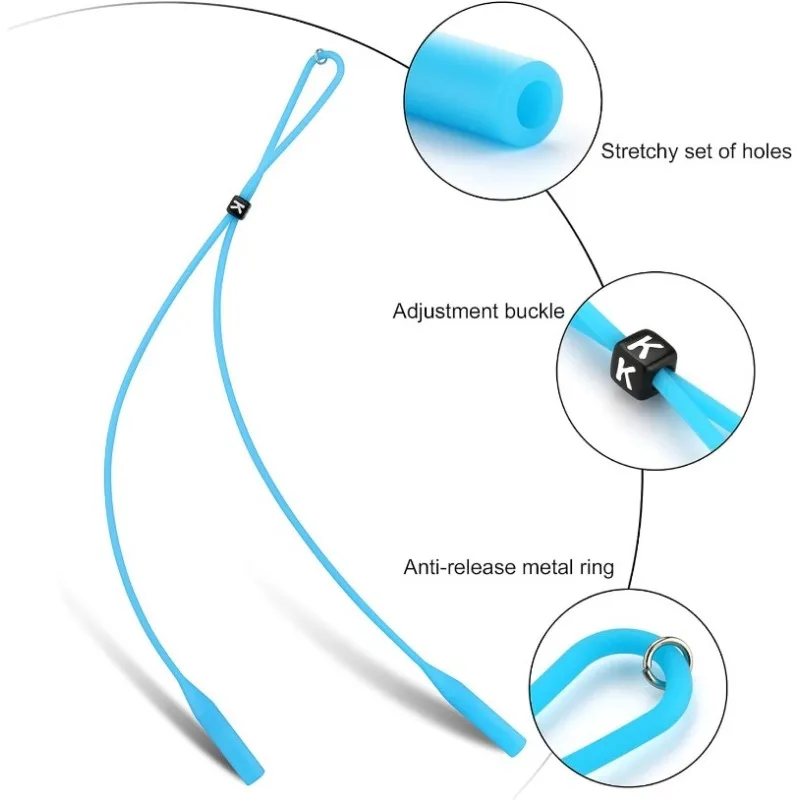 남녀공용 조절 가능한 실리콘 안경 스트랩, 탄성 선글라스, 독서 안경 스트링 스트랩, 실리콘 안경 리테이너