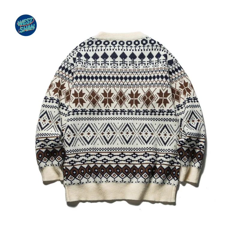 Sweater Rajut Premium WESTSHAN Ukuran EU US, Pakaian Luar Ruangan Mewah Bergaya Vintage dengan Motif Etnik untuk Wanita
