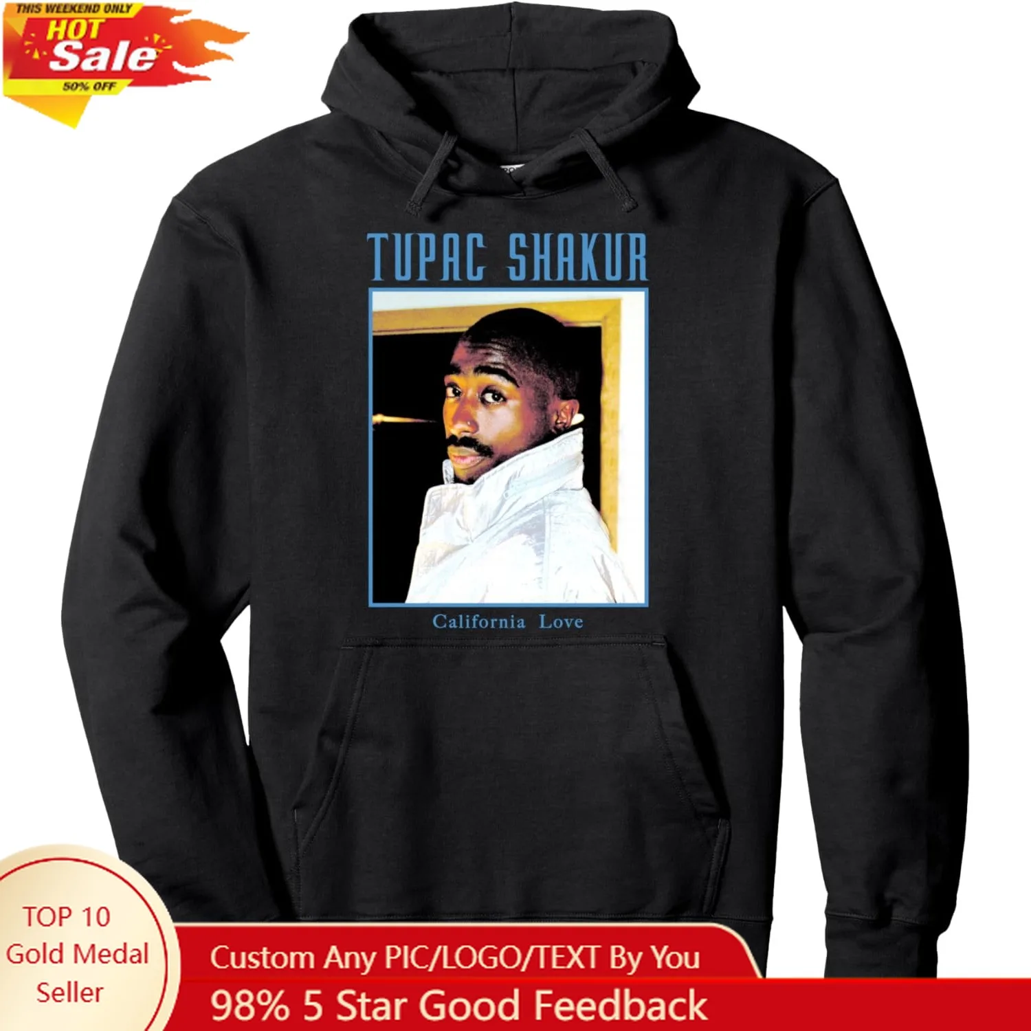 2pac公式トゥパック247サイドアイプルオーバーフーディー