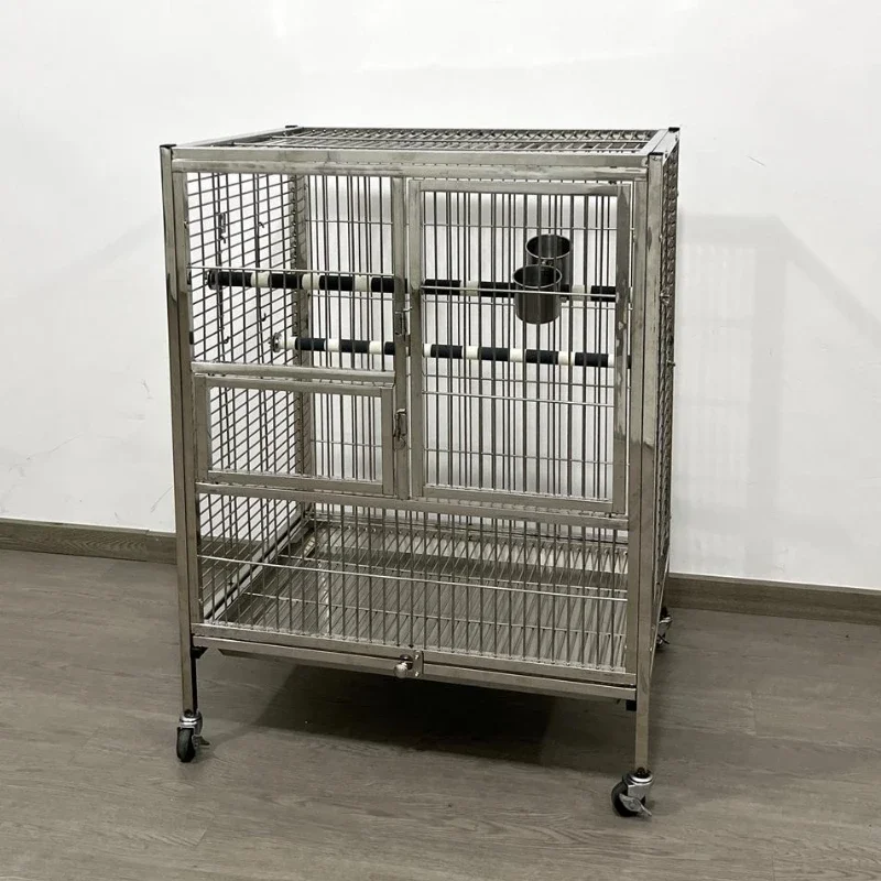 Parrot cage stainless steel bird cage Xuanfeng tiger skin special breeding large horizontal silk anti-feather powder anti-splash