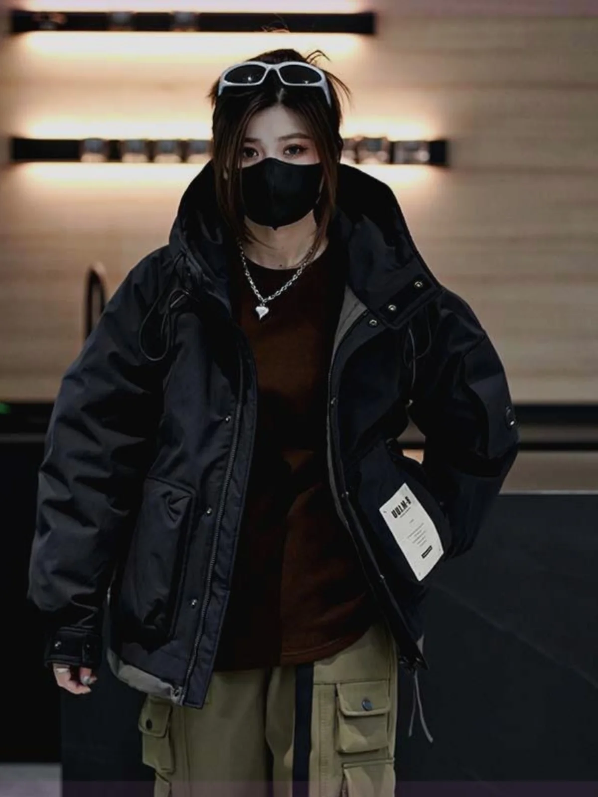 

Winter Thiened Cotton Jaet for Men Youth Warmth Hooded Pure Color Trendy Workwear Outerwear Zipper Closure Long Sve