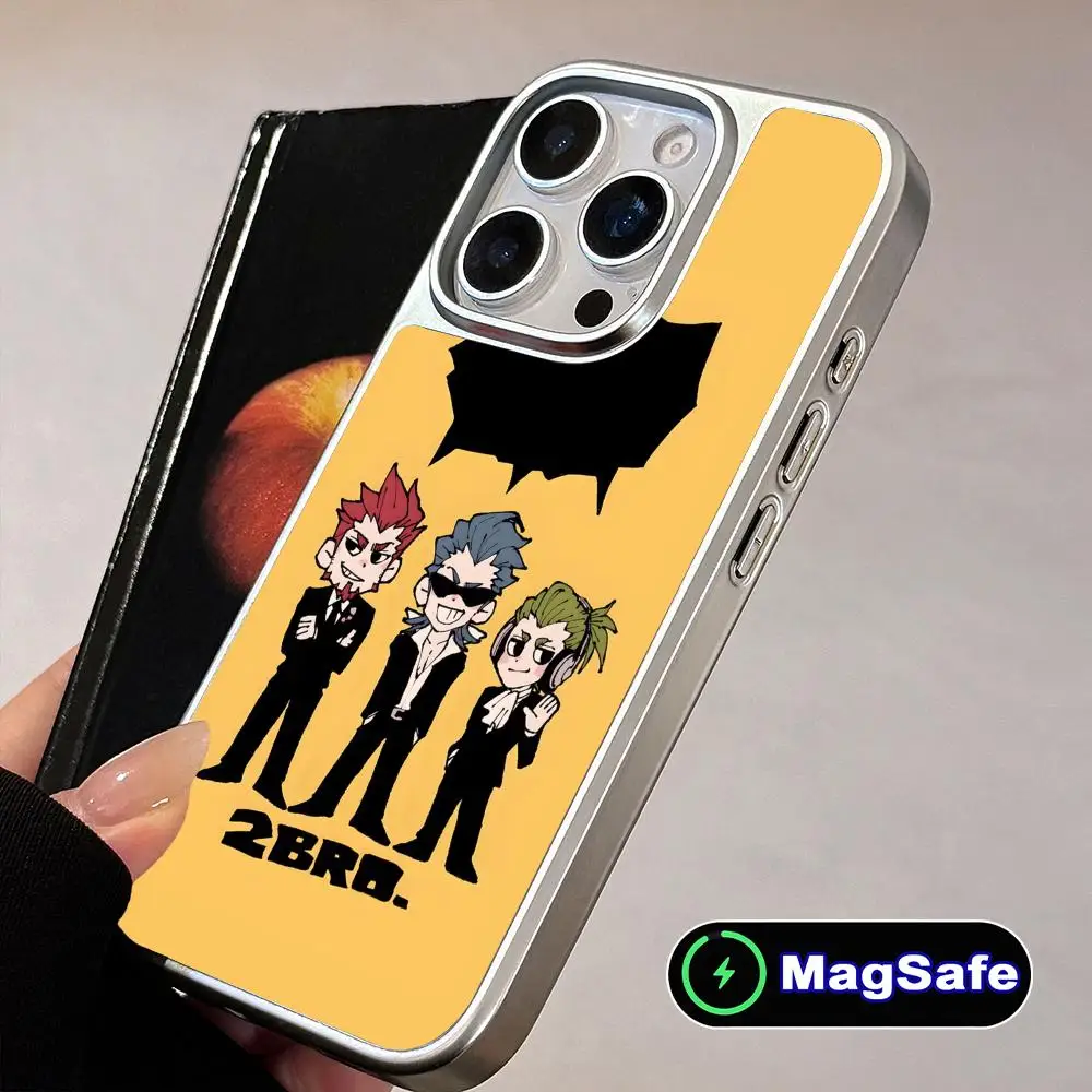 

Чехол для мобильного телефона Anime 2BRO для iPhone 17 16 15 14 13 12 11 Air Pro Max Plus с MagSafe, серебристое покрытие, красочный, красивый дизайн