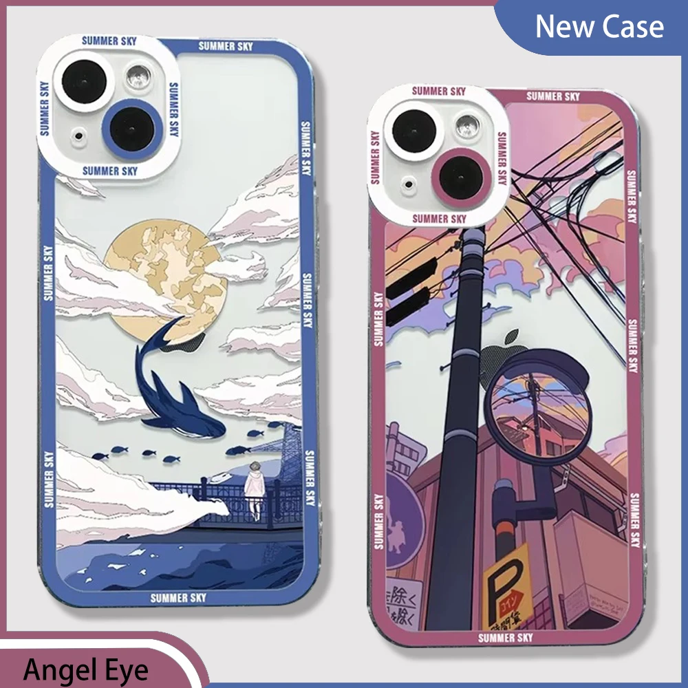 Summer Sky Landscape Case For Samsung Galaxy A34 A54 A24 A14 A13 A53 A33 A73 A23 A05 A05S A72 A52 A52S A32 A22 A12 A51 A71 Etui