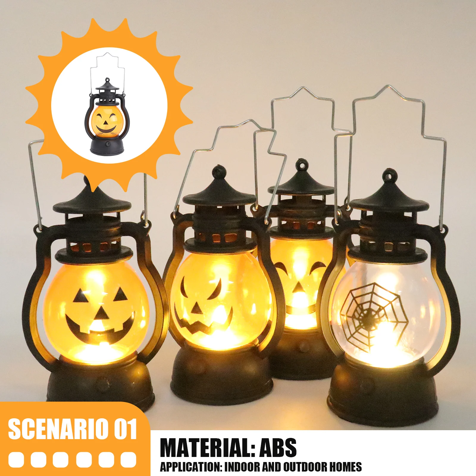 4 قطعة LED الرجعية هالوين اليقطين ضوء الليل ديكور للحزب والمنزل هالوين اليقطين مصباح مصباح ديكور للحزب #4