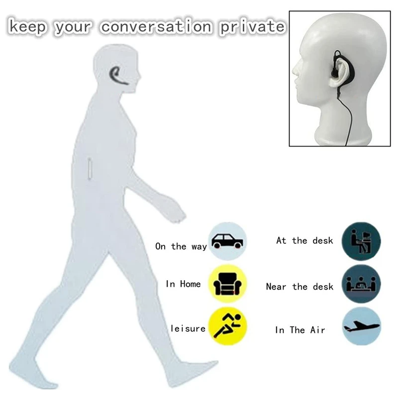B31B 10Pcs G Shape Earpiece Headset with Mic PTT for Motorola 2 Way Radio CP040 CP200, for Police Walkie Talkie Earphone