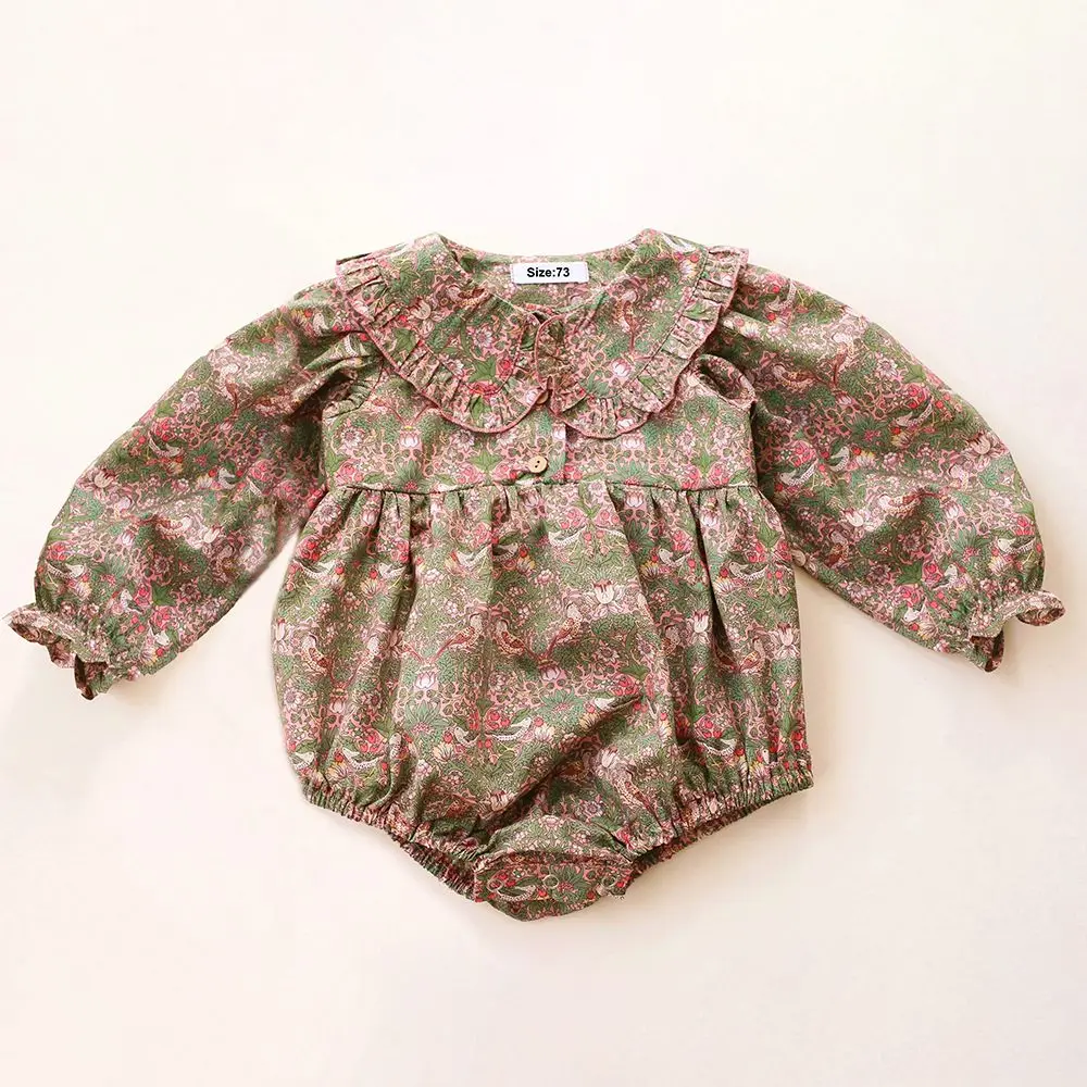 Baby Girl Bodysuit for Spring Autumn Cotton Linen Long Sleeve Baby Girls Jumpsuit Newborn Infant Clothes