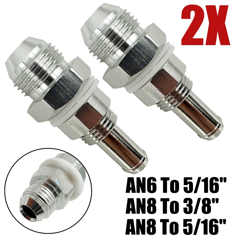 2X Aluminium 6AN 8AN Male Flare Bulkhead To 5/16