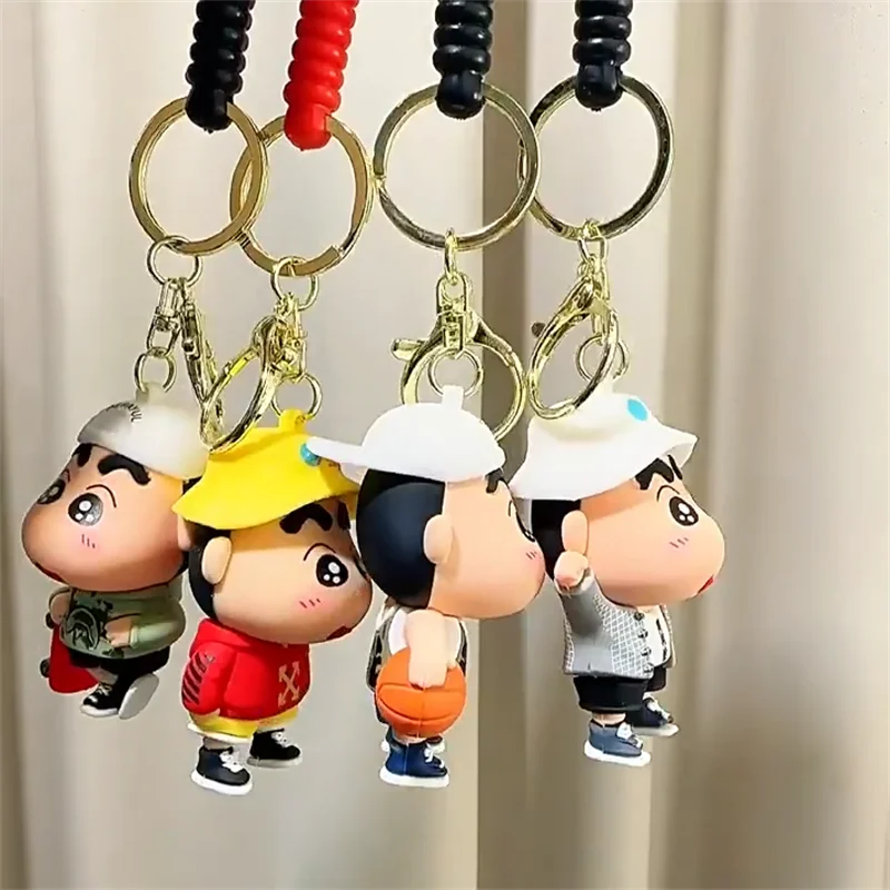 MINISO Cute Japanese Anime Cartoon Character Shin chan Keychain Couple Backpack Car Key Pendant Party Decoration Children's Gift