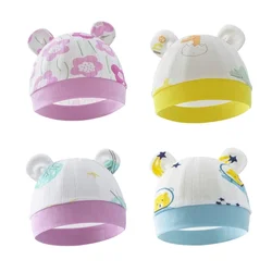 Cartoon Print 0-3Months Newborn Baby Hat Cotton Fetal Cap Soft Comfortable Nursery Beanie Hat for Infant Newborn Accessories