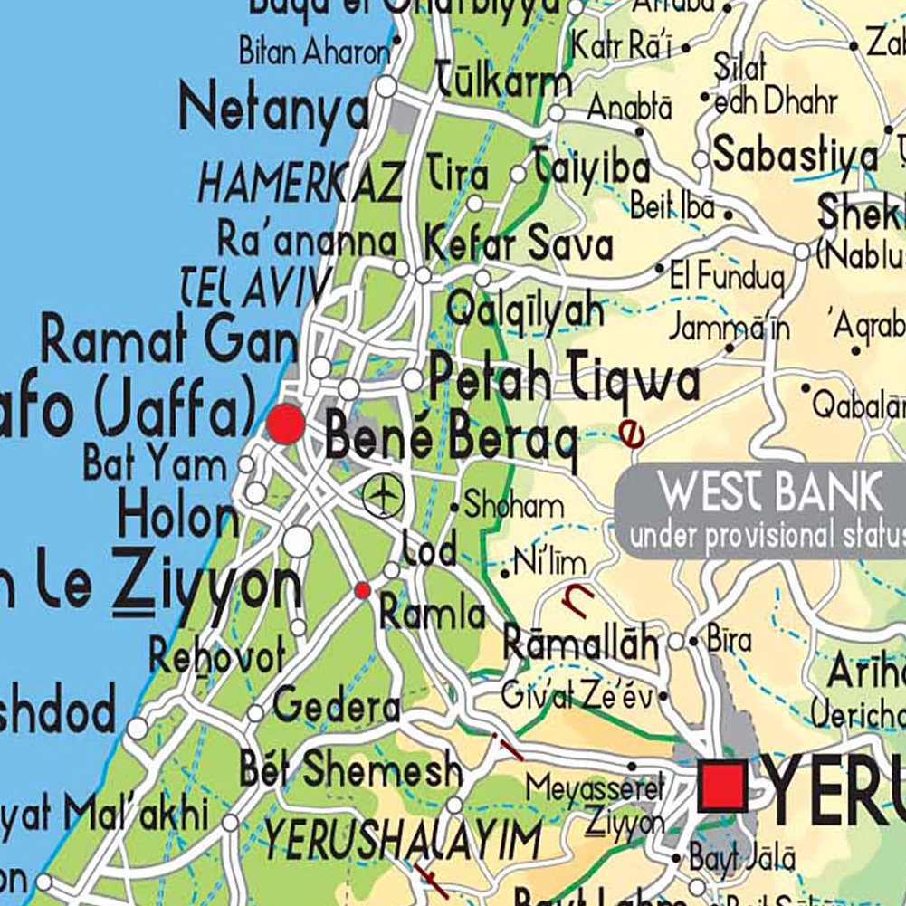 100*150cm Map of The Israel Home Living Room Hanging Picture Poster 2010 Version Print Canvas Painting School Teaching Supplies