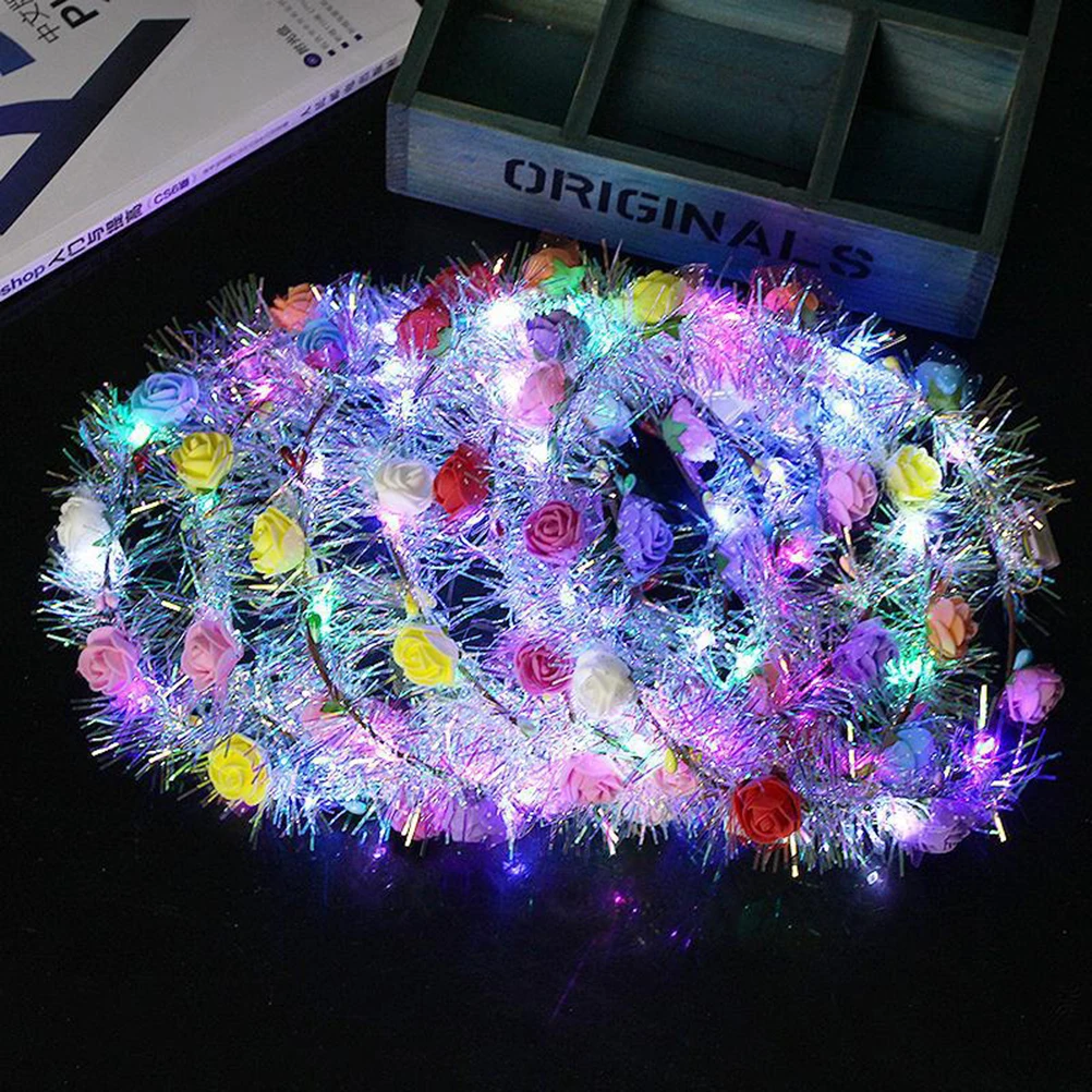 

6pcs Led Wedding Vine Silver Bridal Headband Glow Hair Loop Vintage Style Brides Prom Engagement Anniversary Party Occasions