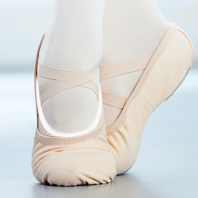 Chaussures de ballet en toile pour filles, ballerines pour femmes adultes, chaussures de gymnastique, semelle extérieure fendue à enfiler, chaussures d'entraînement