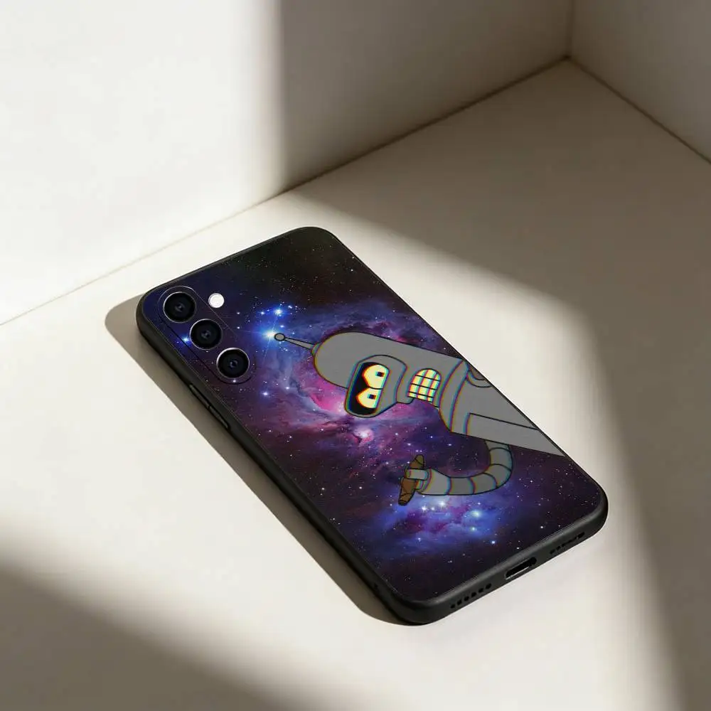 حافظة هاتف F-Futurama B-Bender لهاتف سامسونج جالاكسي A91,80,73,72,71,53,52,32,31,22,21s,20، حافظة سوداء ناعمة