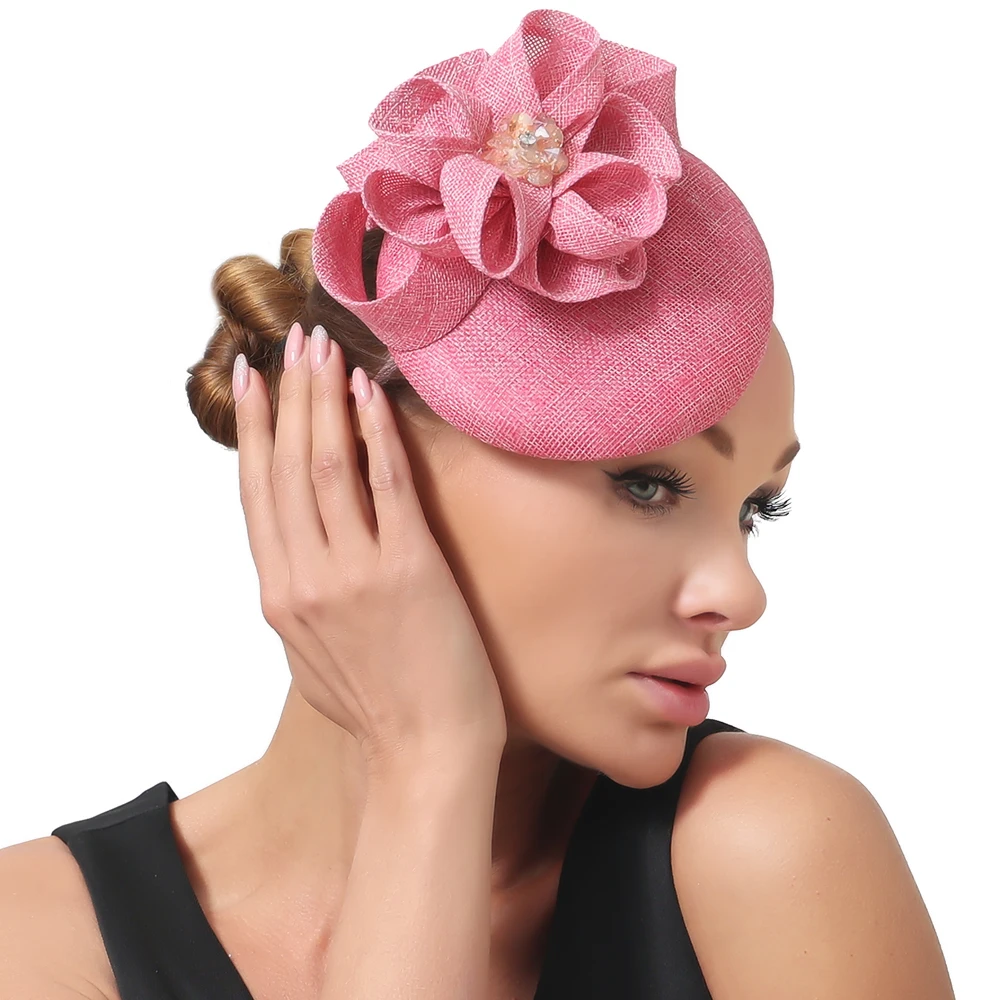 Elegant Women's Church Fascinator Hat Flower Headwear Hair Clip Charming Bride Wedding Chapeau Cap for Derby Party Tea