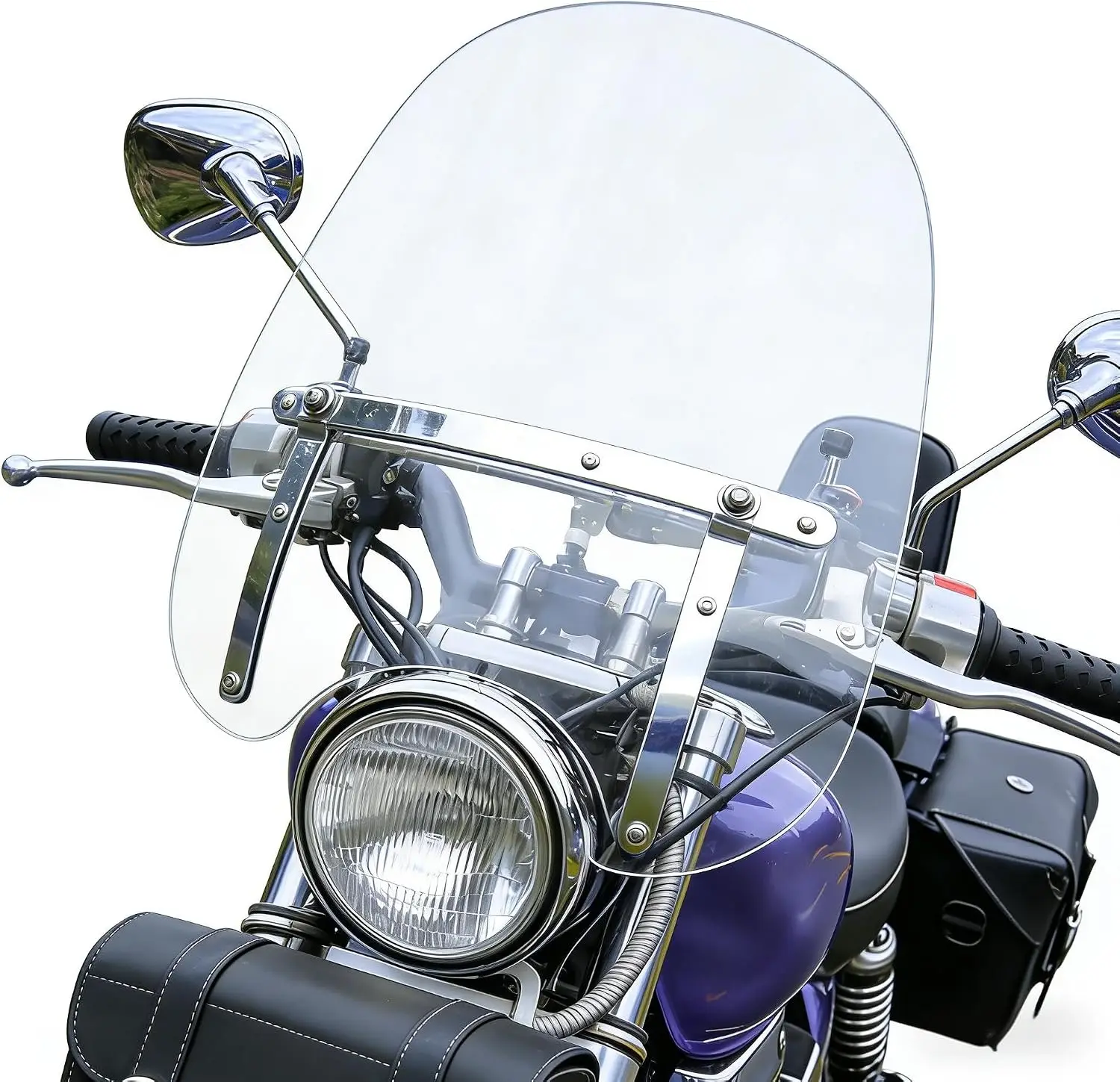 Large 18x16 Windshield 7/8 1 Handlebars Harley Sportster Dyna Touring Softail Honda CT125 Kawasaki Vulcan 900 Suzuki Savage