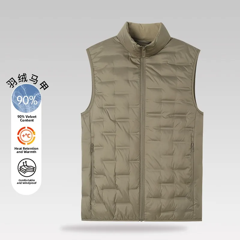 

Casual Lightweight Stand Collar down Vest for Men Youth Faion Zipper Closure Color Du down Filling Autumn Winter Ne...