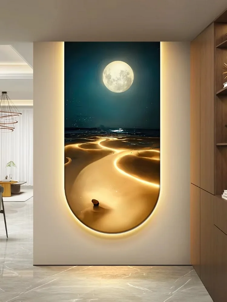 CX297HP Ocean Waves Wall Lamp Entrance Decoration Light Painting Moon Corridor Hanging Painting Light Sea Living Room High End