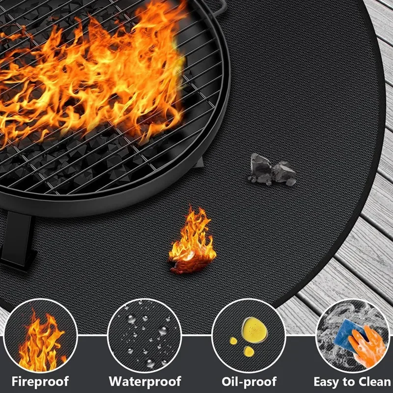 Fire Pit Mat for Solo Stove Bonfire Round Fireproof Solo Stove Round Mat Fire Pit BBQ for Under Grill 20 Inch