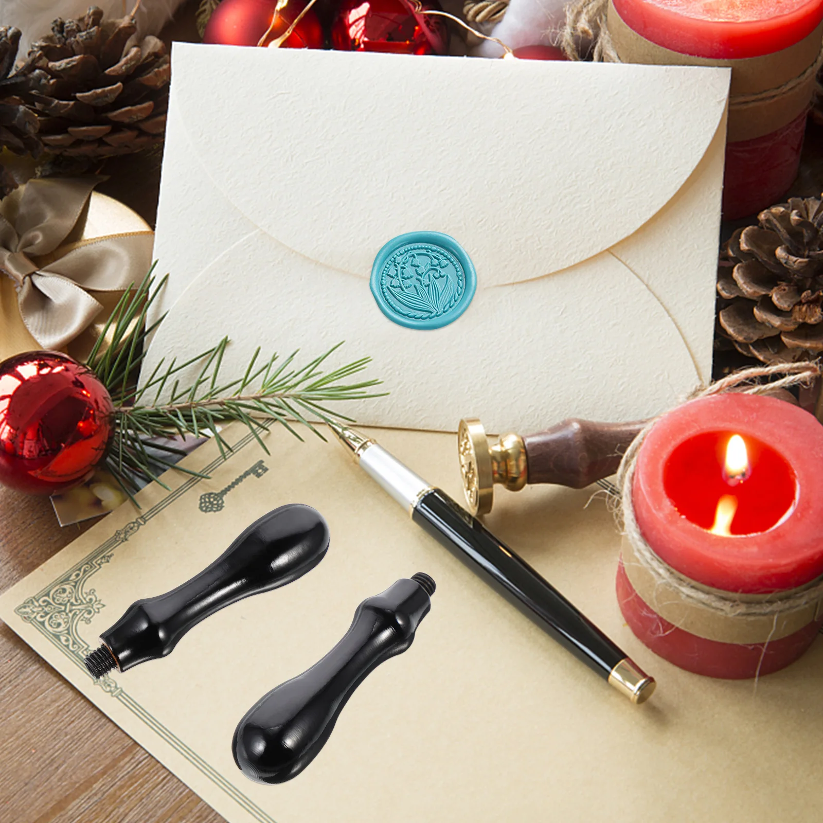 

2Pcs Chic Wooden Wax Seal Handle Exquisite Craftsmanship Supports Long Term Use for Scrapbooking Stamps Seal Stamp Handle