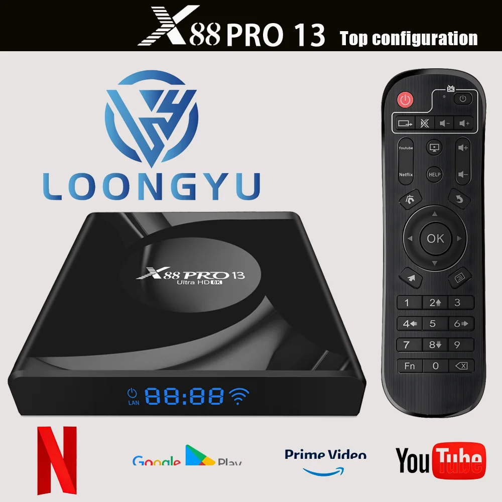 

ТВ-приставка LOONGYU на Android 13.0, Rockchip RK3528, 4K, 2.4G/5G Wi-Fi 6, BT5.0, декодирование видео 8K