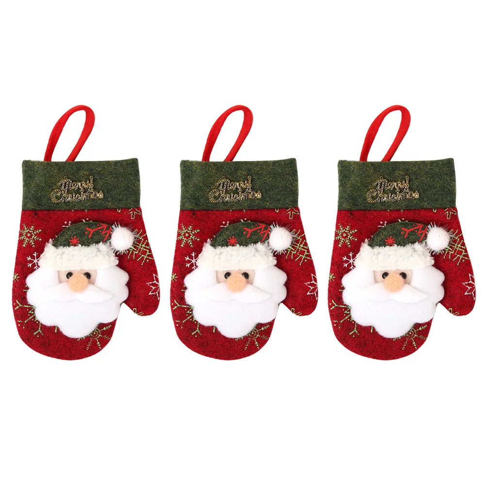 

3Pcs Festive Glove Cutlery Holder Ideal for Forks Knives Storage Christmas Party Table Decoration Tableware Accessory
