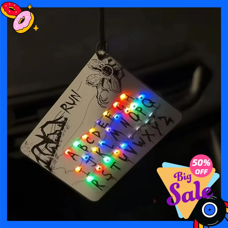 Stranger Things Season 5 Merch Light Pendant - 26 Letters3 Music4 Lights,Rechargeable - Car Pendant Festival Gift with Light Bag