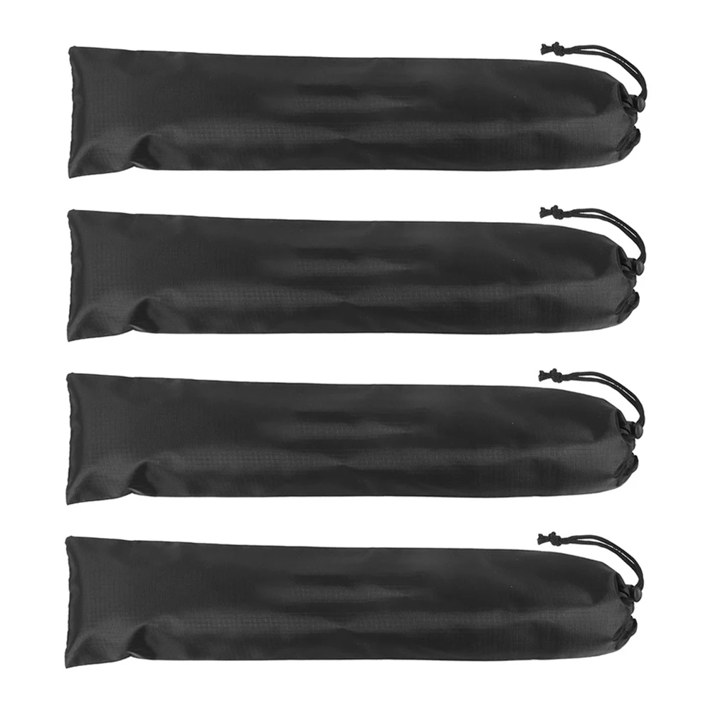 

4pcs Tent Pole Bag Wear Resistant Storage Camping Fishing Rod Pouch Outdoor Carrying Black Small Pocket Portable Bundle