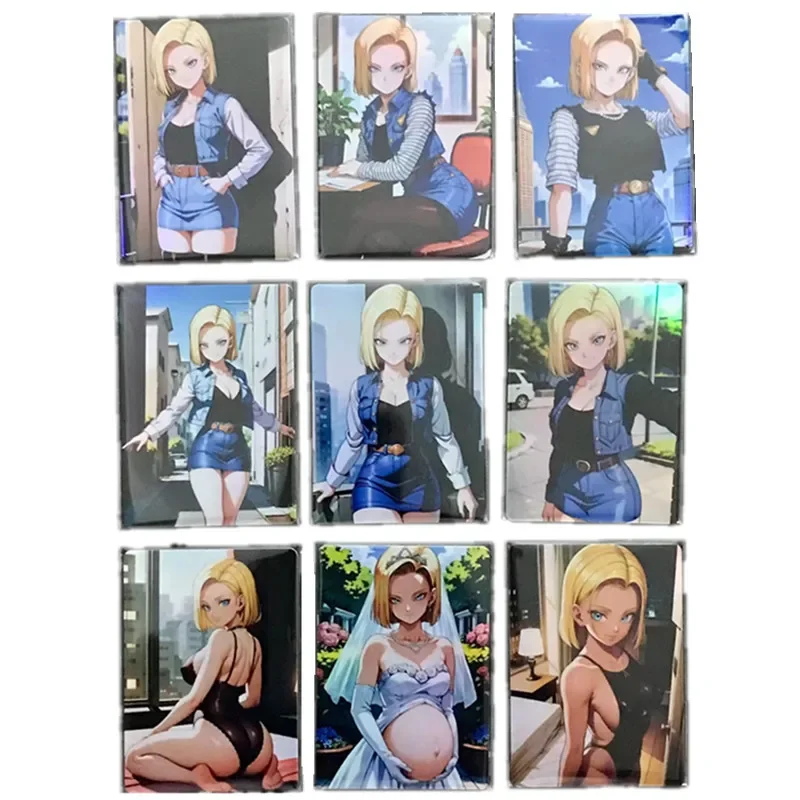 9Pcs/set Anime Card Dragon Ball Z Android No. 18 Sexy Nude Card Goddess Toy Gift Game Homemade Comic Collection Card