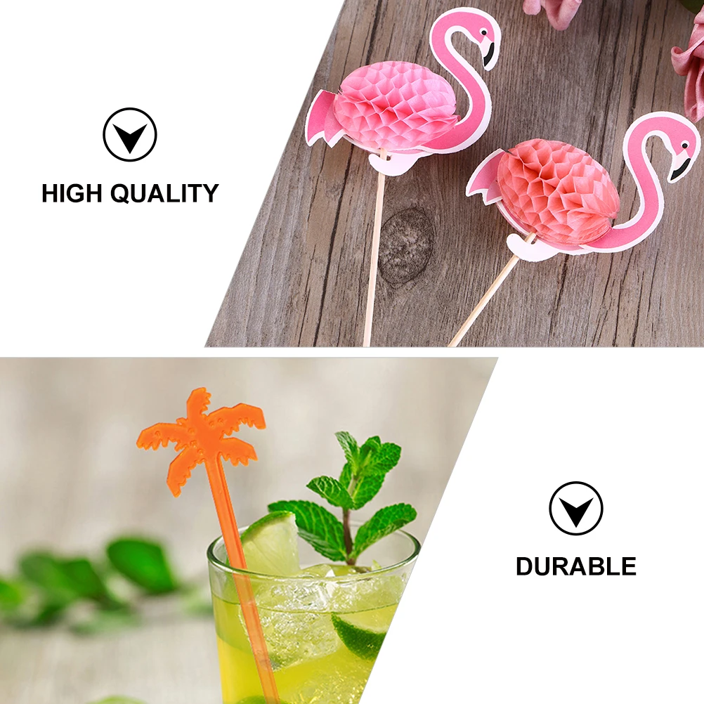 

Fruits Coconut Tree Cocktail Sticks Swizzle and Inserts Colorful Drink Mixer Mixing Drinking Stirrers Banquet
