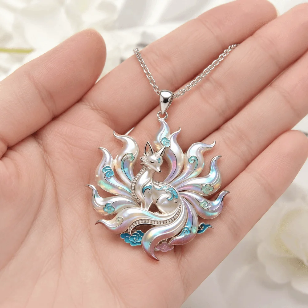 Exquisite Enamel Pendant Necklace Trendy Fashion Deer Nine-tailed Vixen Pendant Mythology Style Traditional