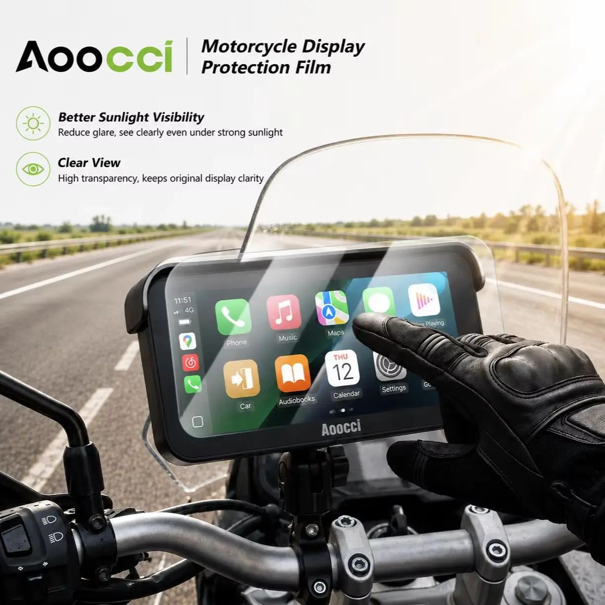 Aoocci Motorcycle CarPlay Protection Film Anti Glare Anti Fatigue Moto HD Display Film Screen Protector Motorcycle Accessories