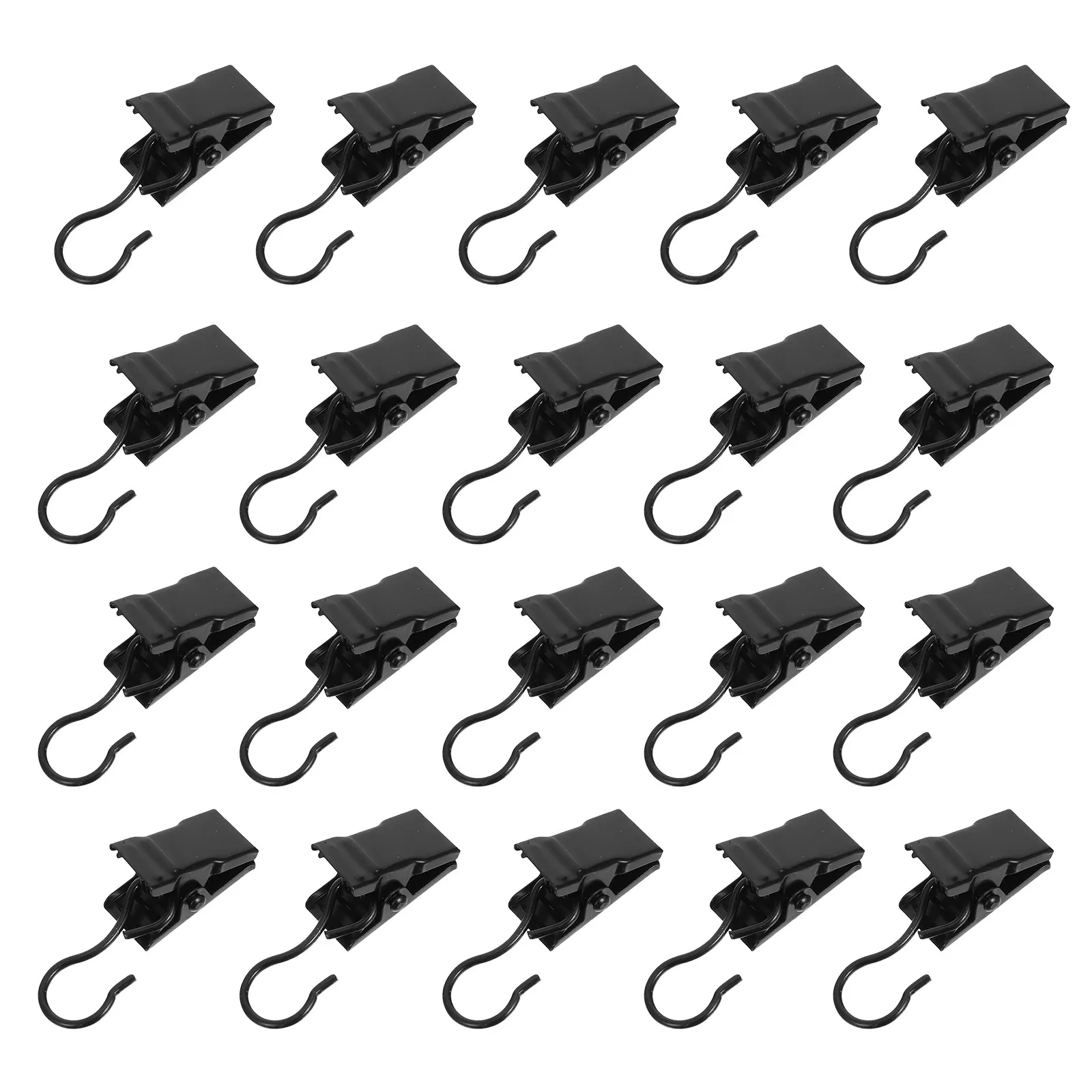 50Pcs Window Curtain Hook Clips Metal Hanging Drapery Clips Moisture Resistant Bathroom Shower Curtain Hooks Black