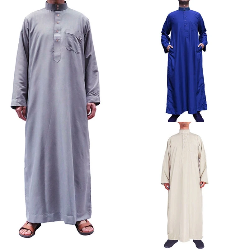 Abaya Islam Men Robe abiti musulmani Djellaba Homme moda camicie di colore solido abito arabo abbigliamento etnico da uomo regalo