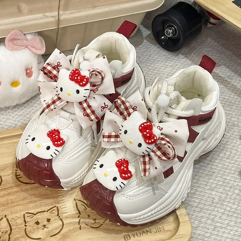 

Kawaii Hello Kitty Sanrio, детская удобная теплая спортивная обувь с милым рисунком, нескользящая утолщенная обувь, обувь на плоской подошве, подарок для детей