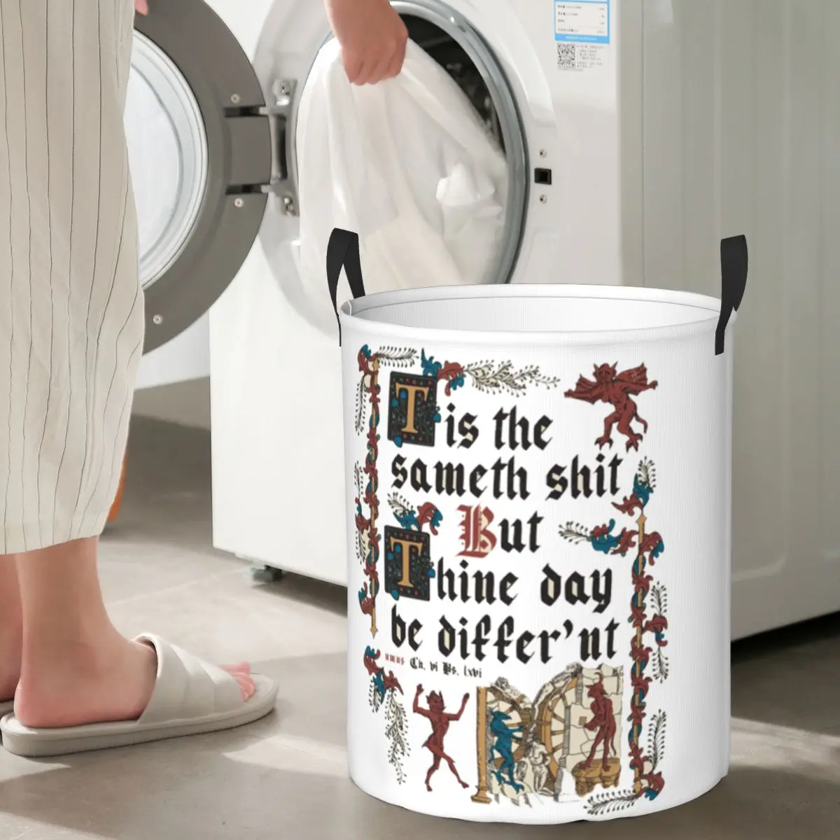 نفس القرف القرون الوسطى نمط الإنجليزية التاريخ سلال الغسيل القذرة طوي كبيرة مقاوم للماء الملابس اللعب سلة للأطفال المنزل #4