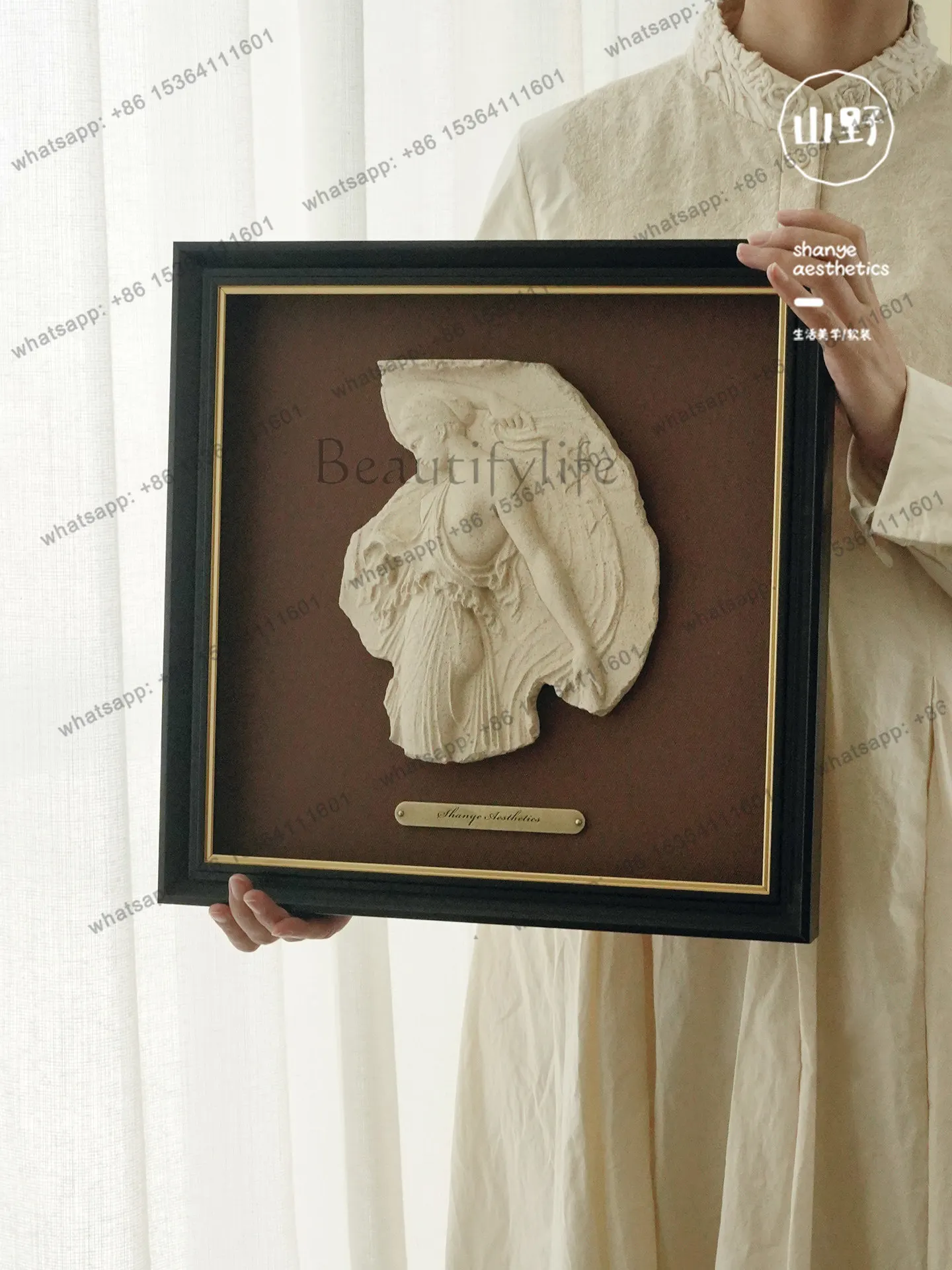 Boundless Beauty] Classic Medieval French Sandstone Sculpture Art Painting Retro Three-dimensional Sculpture Painting