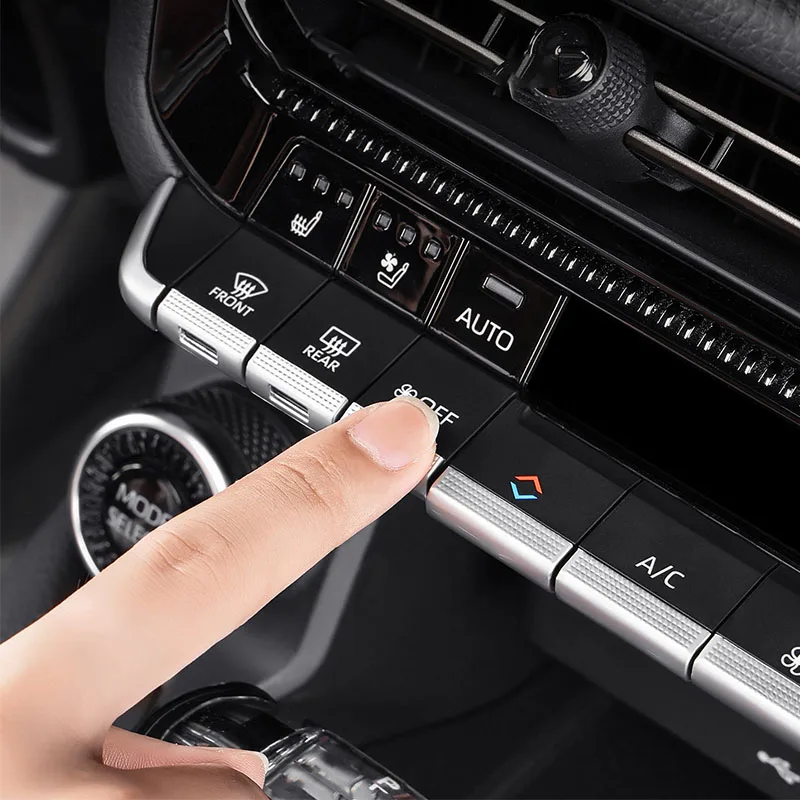 Decorative silver plated glitter sticker for central control buttons for Toyota Land Cruiser Prado 250 Series 2026 2025 2024 - view 4