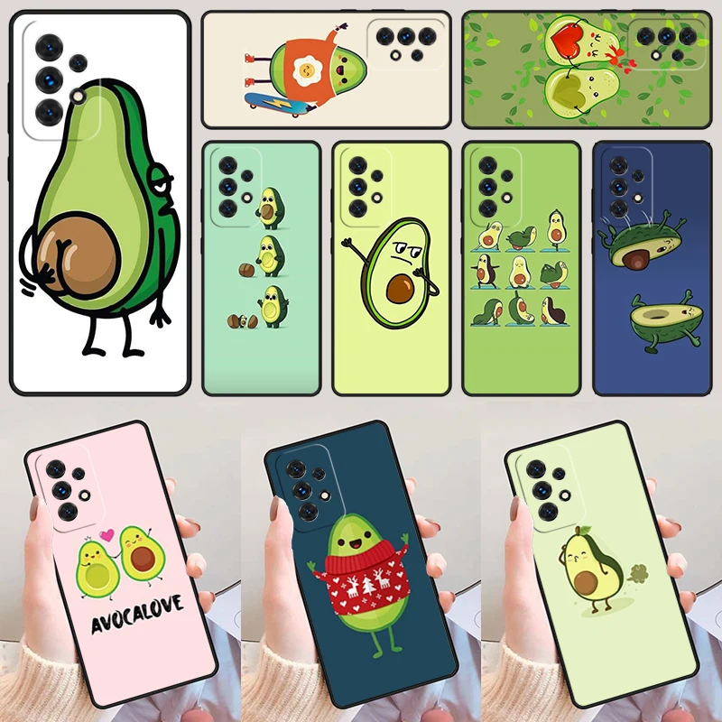 Cartoon Avocado Bumper For Samsung Galaxy A52 A72 A73 A20e A21S A50 A70 A11 A12 A42 A31 A40 A51 A71 A32 A80 A91 Phone Case